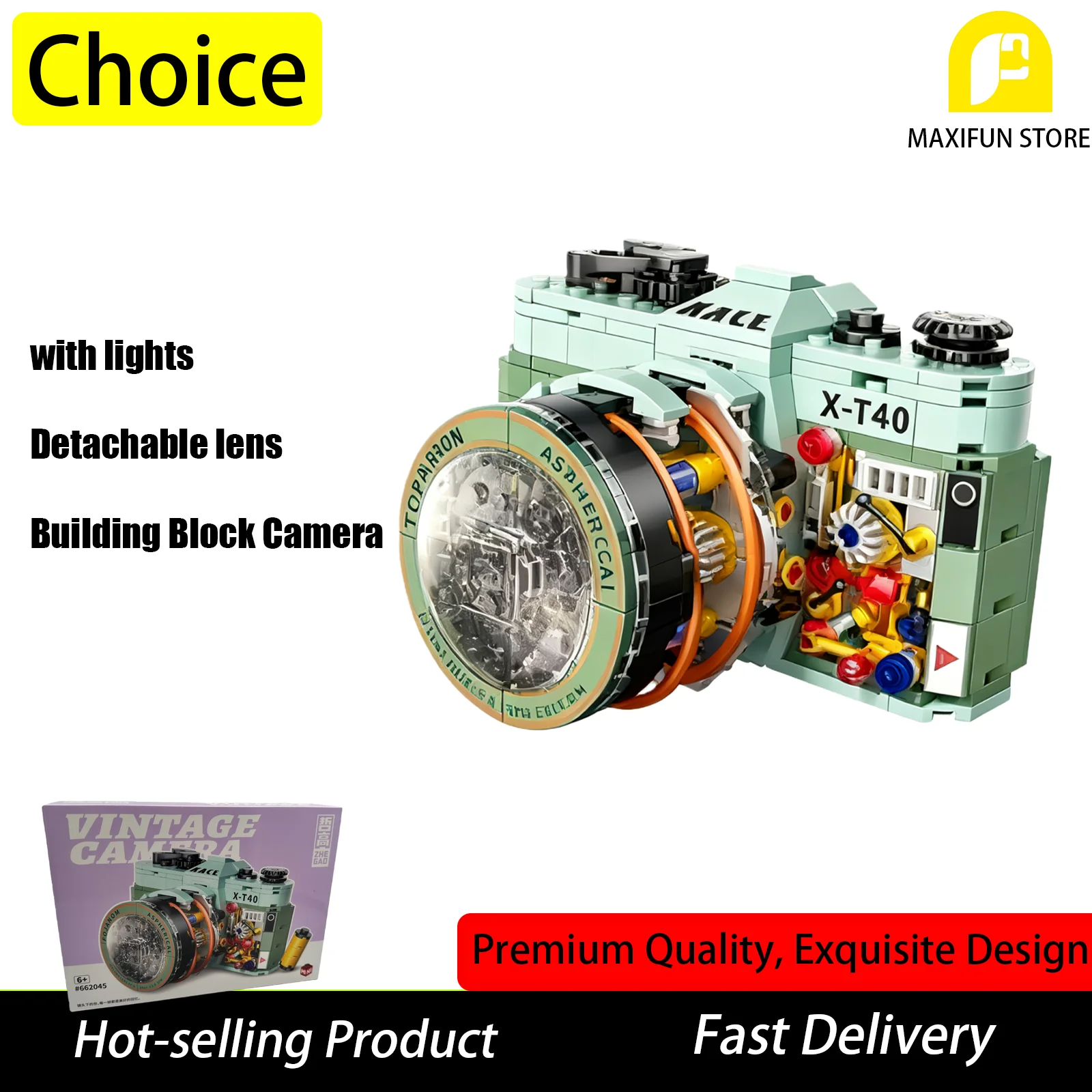 

Винтажный строительный блок для камеры, съемные линзы, изысканная модель «сделай сам», украшение для дома, идеальный рождественский подарок