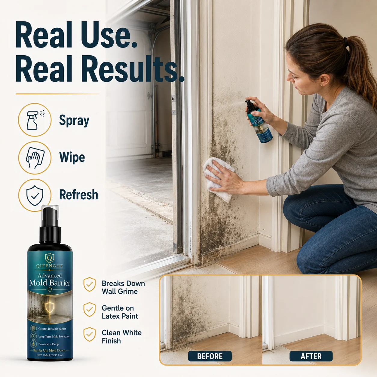 High-Efficiency Wall Cleaner 100ml, All-Purpose Wall Stain Remover for Kitchen Bathroom Walls, Removes Grease Crayon Mold Stains