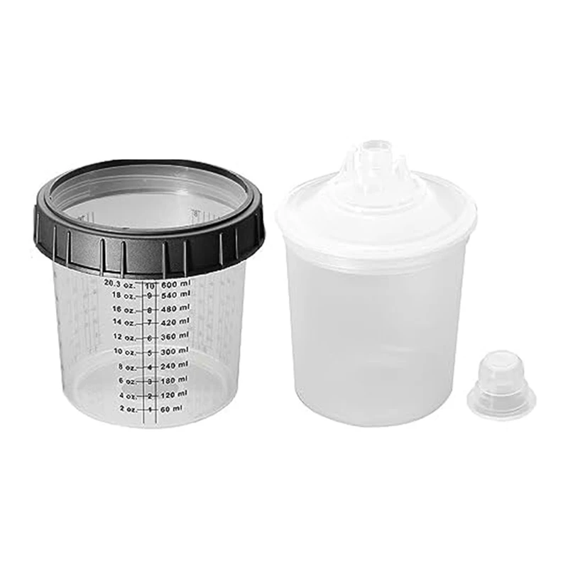 Automotive Paint Mixing Cup And Liner Kit Disposable Paint Guncups Automotive Paint Filter Caps And Adapters 10-Pack