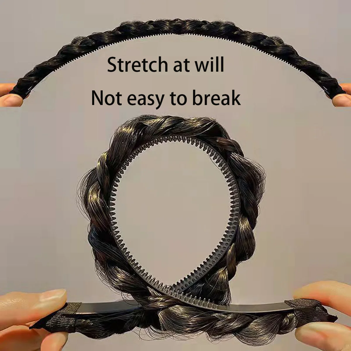 1PC Ladies Bohemian Style Braided Wig Headband Anti-Slip Tooth Design Hairband Hair Accessories