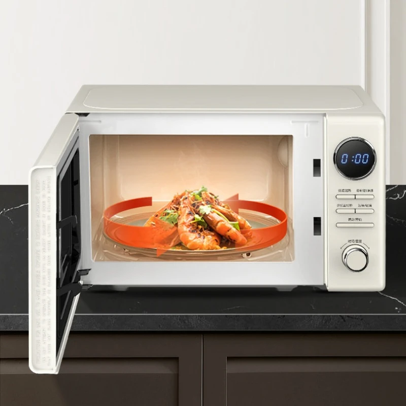 

Retro Cream Style Mini Microwave Oven, Compact Single Person Practical Household Microwave