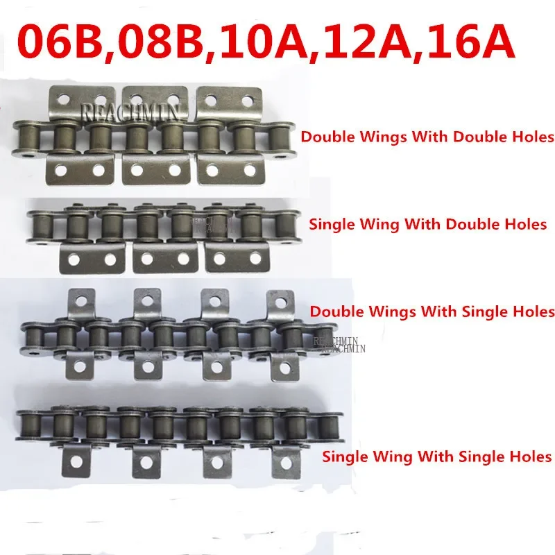 06B,08B,10A,1.5M Length High Quality Drive Roller Chain Machine Transmission Conveyor Chain With Single Double Hole  Attachment