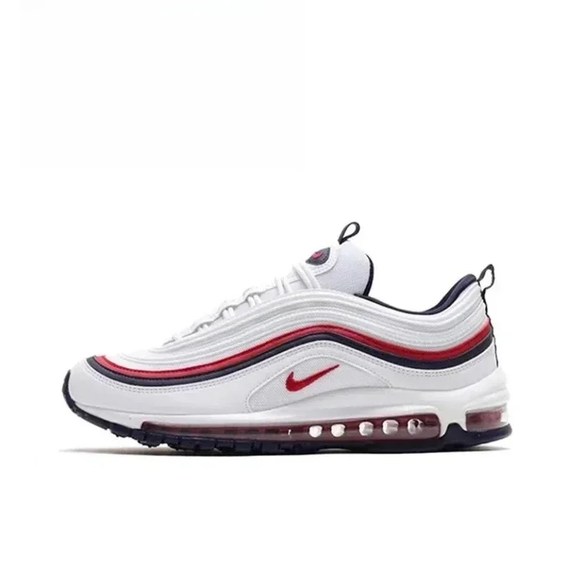 

Мужские и женские кроссовки Nike Air Max 97, нескользящие, износостойкие, с мягкой подкладкой, тренировочные кроссовки, белый/красный