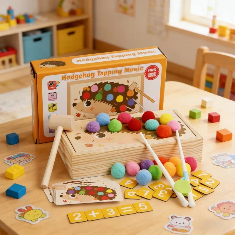 Número das crianças conjunto de iluminação aprendizagem adição subtração brinquedos crianças de madeira dos desenhos animados animal cor cognição ensino aids