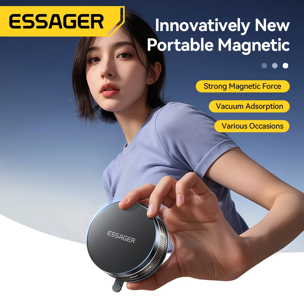 Essager 자석 자동차 마운트 휴대폰 홀더 진공 흡착 360 °   아이폰 16 15 14 13 12용 회전 강력한 흡입 브래킷