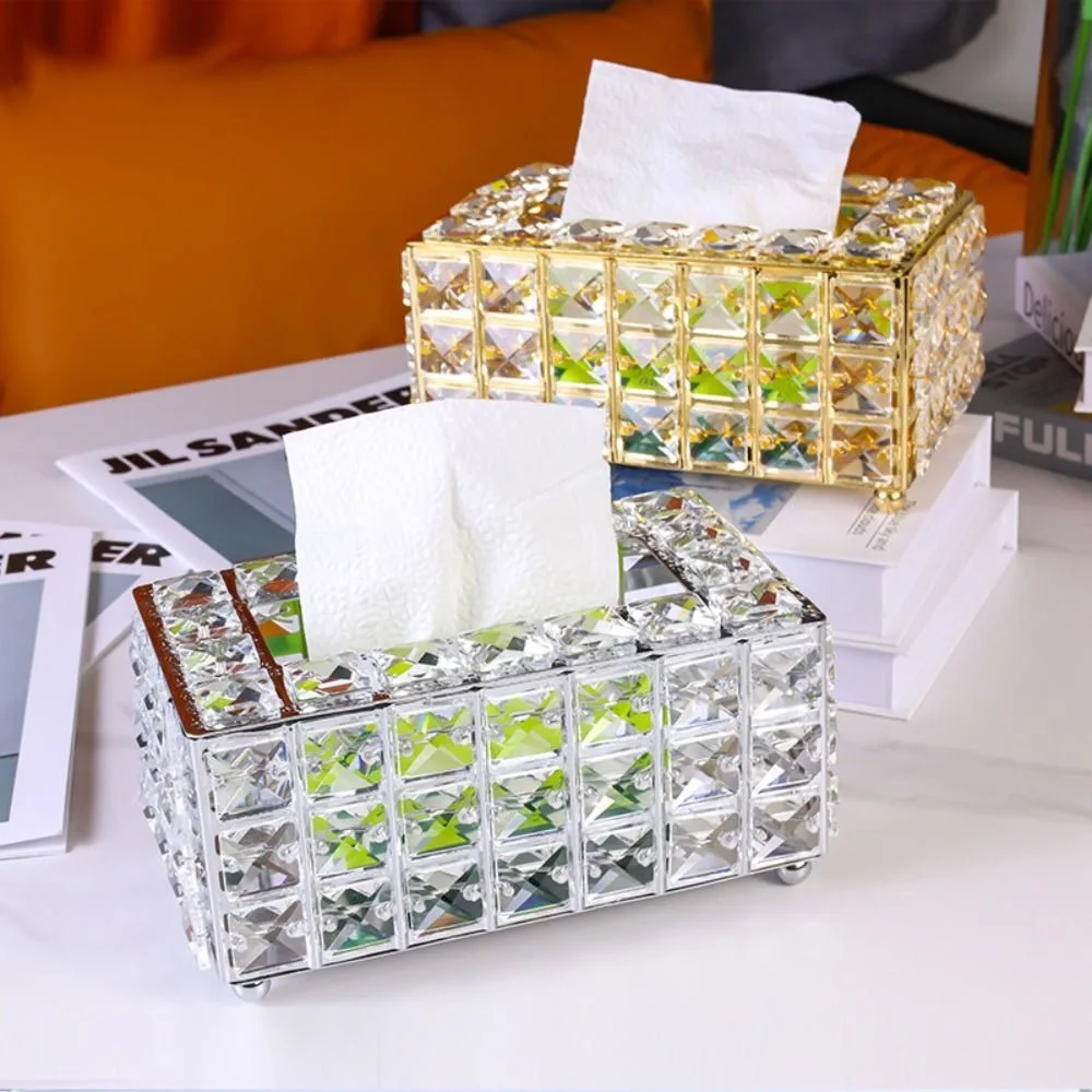 

Креативная хрустальная коробка для салфеток в европейском стиле, блестящая изысканная коробка для хранения, держатель для салфеток для лица, домашний декор, бумажная коробка