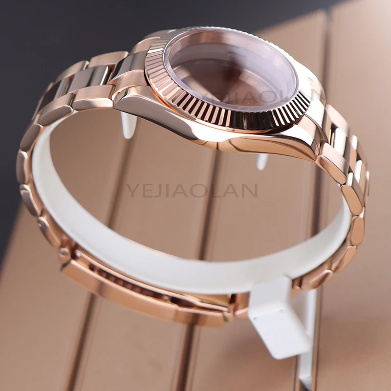 Розовое золото 40 мм 36 мм Мужские часы Корпус ремешка с сапфировым стеклом для Sky Dweller Seiko NH35 NH36/38/34 4R36 Miyota8215 8205 Механизм 28,5 мм Циферблат