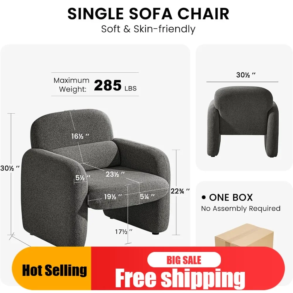 

Комплект из 2 акцентных кресел 30,5 дюймов, легко собираемые, из ткани шенилл, для гостиной, удобное мягкое кресло-софа с подлокотниками.