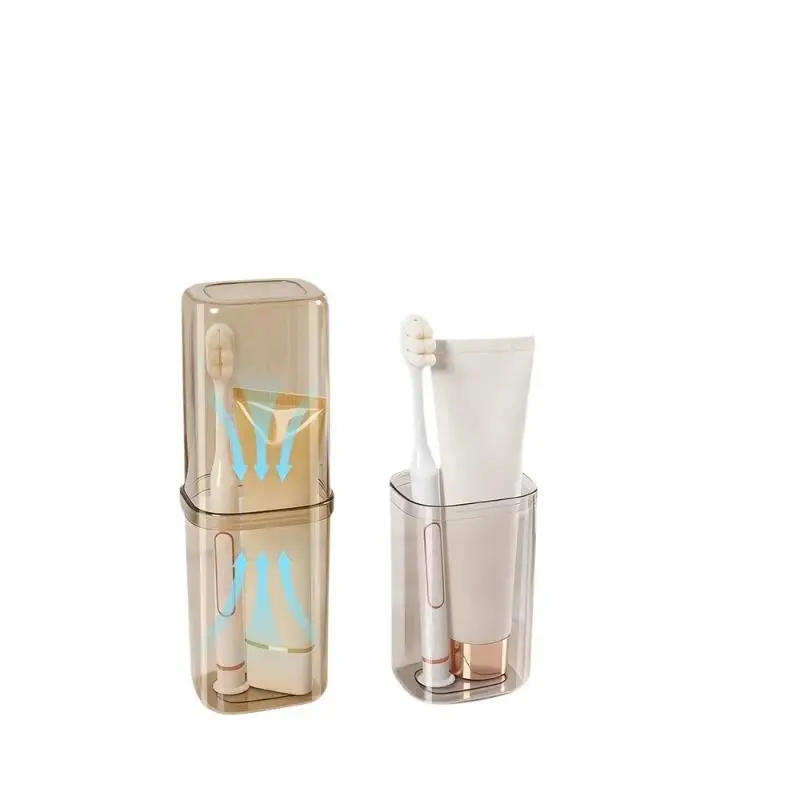 2 In 1 Waterproof Travel Toothbrush Holder Case Portable Thickened Clear Large Capacity for Business Trip