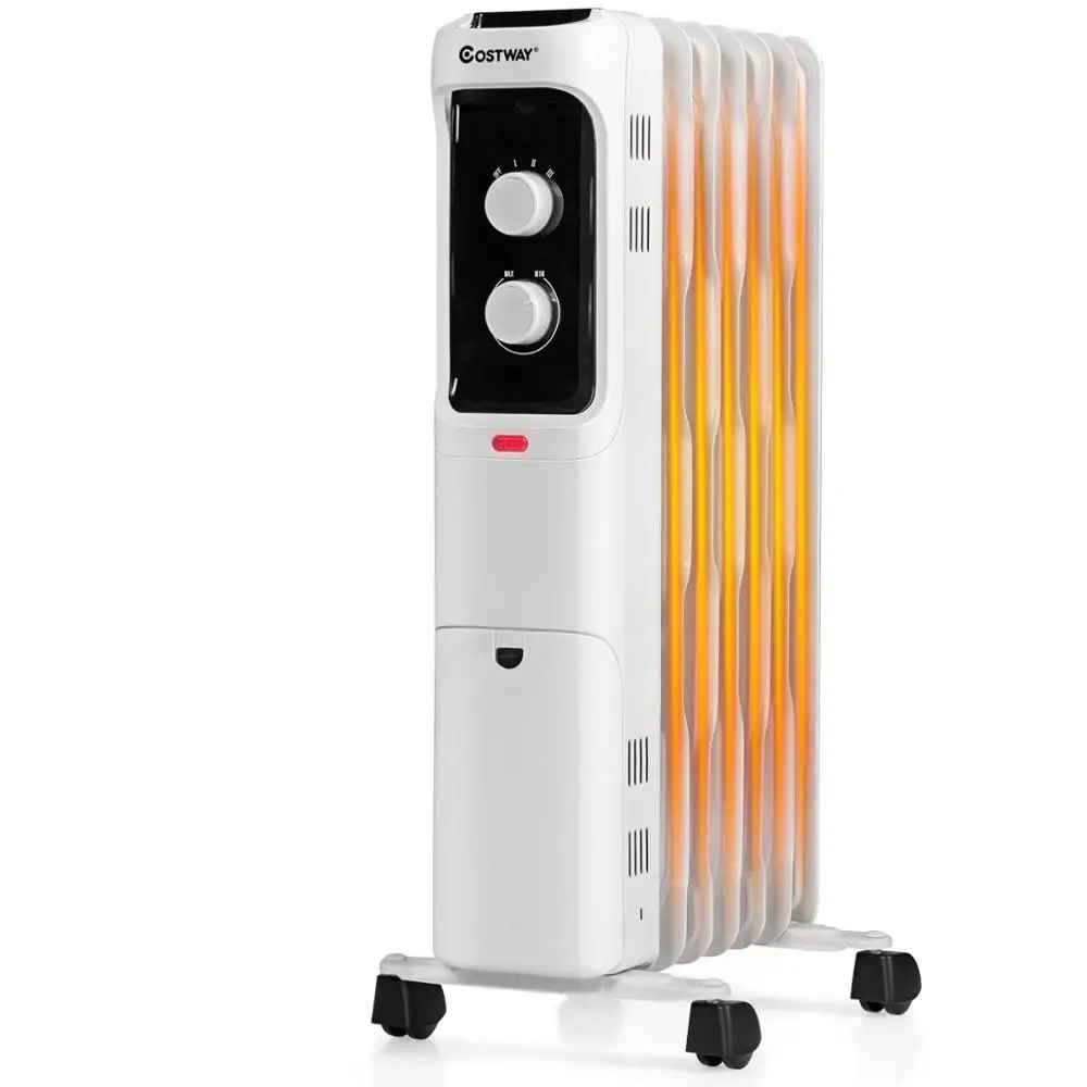 1500W Oil Filled Heater Portable Radiator Space Heater w/ Adjustable Thermostat