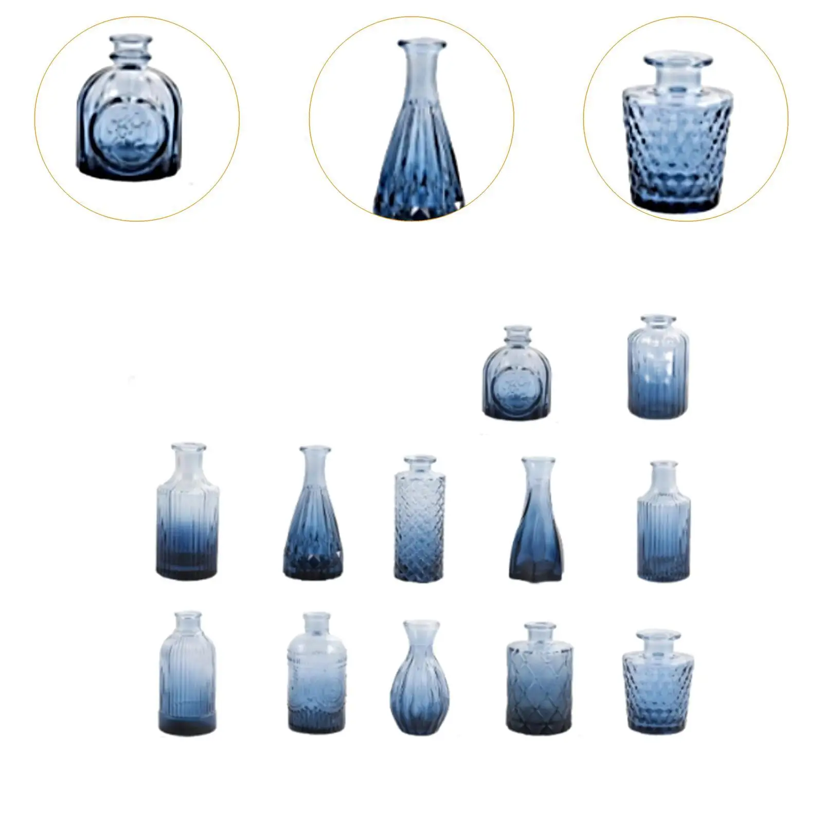 12x Glass Bud Vases Minimalism Lightweight Housewarming Gift Floral Accessory for Indoor Living Room Balcony Kitchen Cabinet