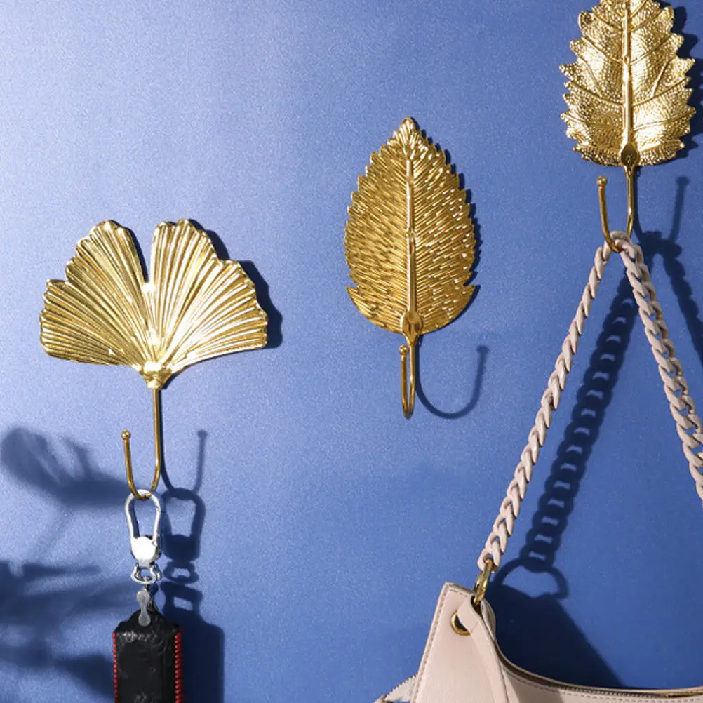 

2pcs Leaf Shape Hooks Nordic Style Wall Hanging Coats Hanger Durable Creative Decor Home Bedroom Living Room Eco Friendly