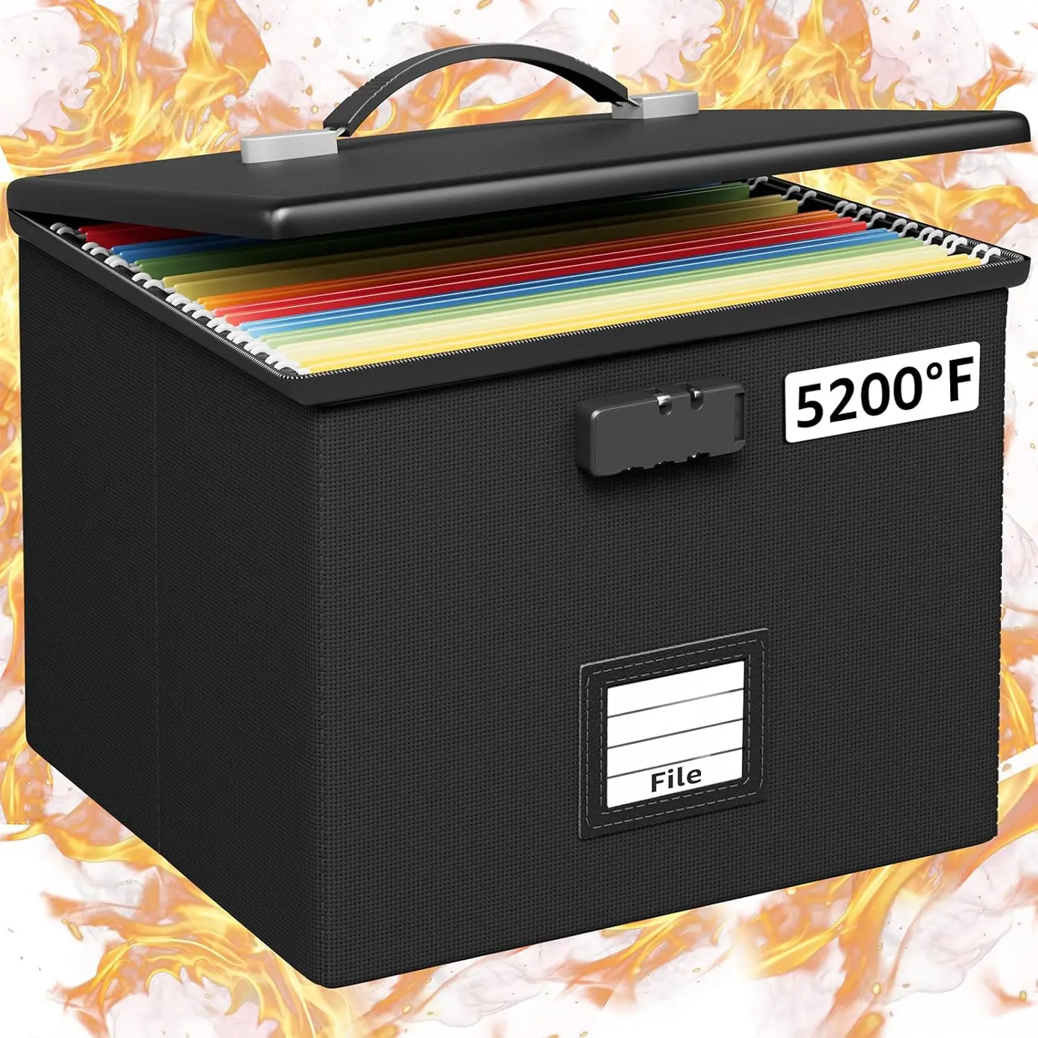 

Fireproof Document Organizer Box, Portable Locking File Storage with Handle, Waterproof Safe for Home Office