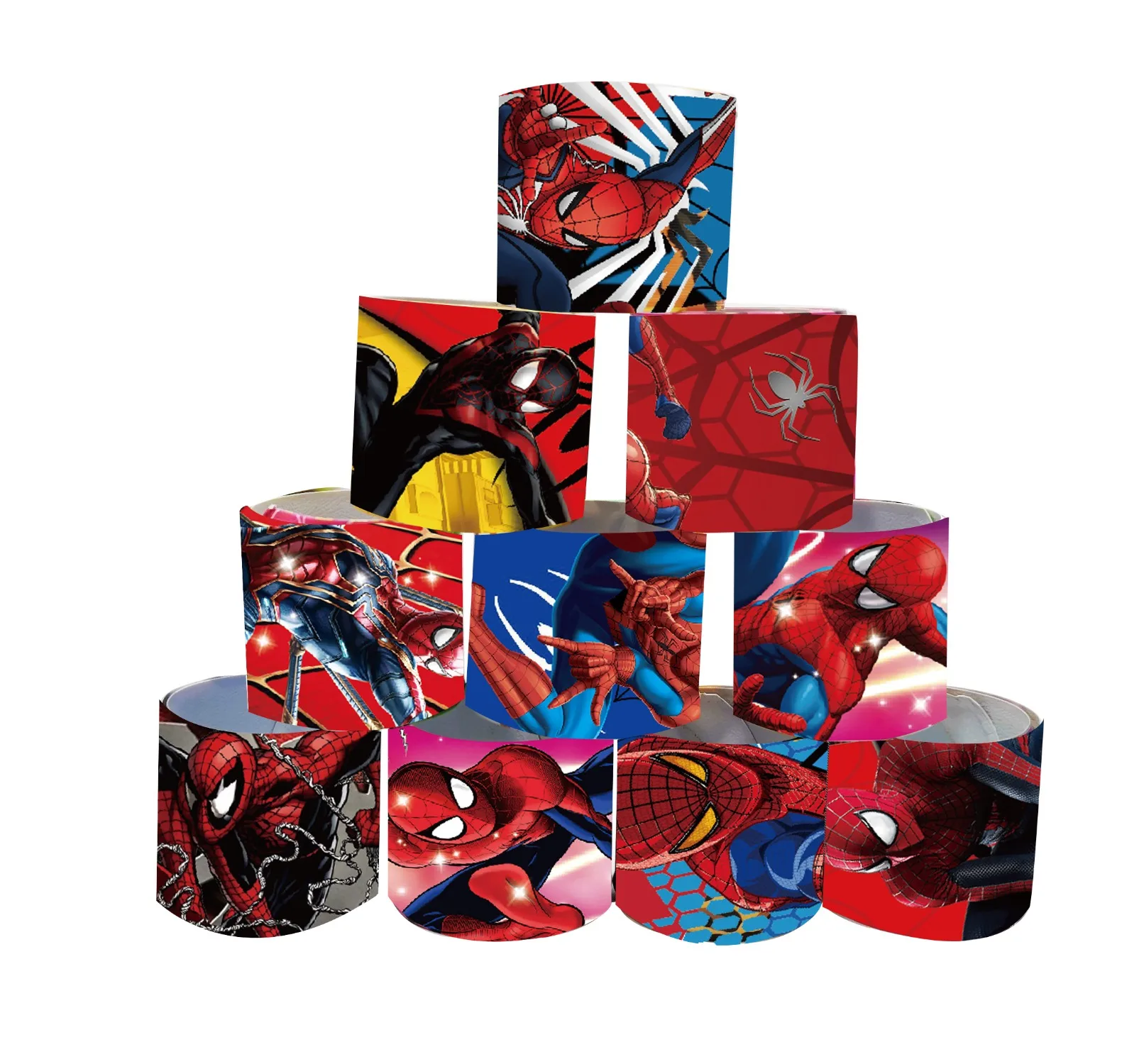 12Pcs Spider-Man Series Slap Bracelet Pvc Snap Circle Cartoon Pat Circle Bracelet Children Fun Gifts Birthday Gifts