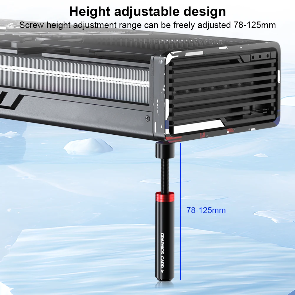 

GPU Holder with Magnet Graphics Card Support Adjustable Telescopic Rotary Screw Liftable Video Card Sag Holder Aluminum Alloy