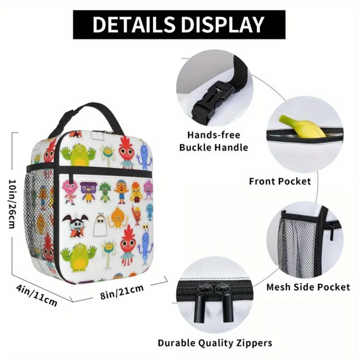 Insulated Lunch Tote Bag Noodle& Pals Micro Super Simple Merch Rhymes Songs Storage Food Box Cooler Thermal Lunch Box School