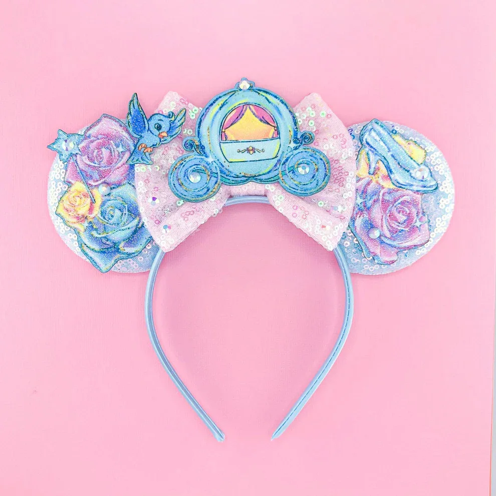 Disney Cinderella Mickey Ear Hoops Castle Pumpkin Carriage Headwear Amusement Park Decorative Hair Accessories