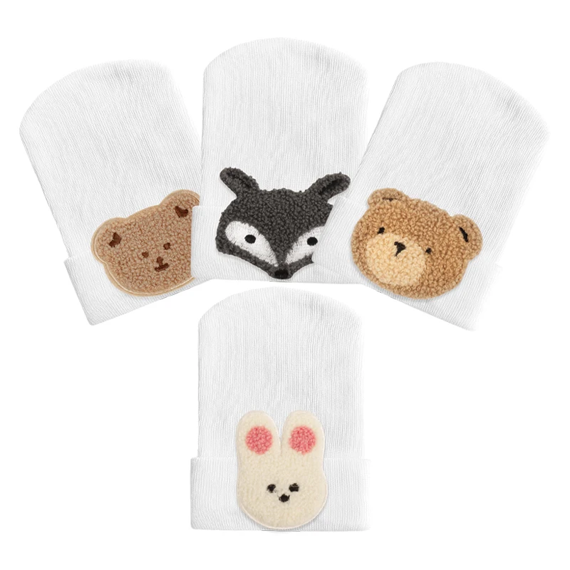 Geebro 0-3 Month Newborn Baby Girls Bear Cotton Beanie Hats Boys Kids Rabbit White Hat New Fox Baby Photography Props Stuff