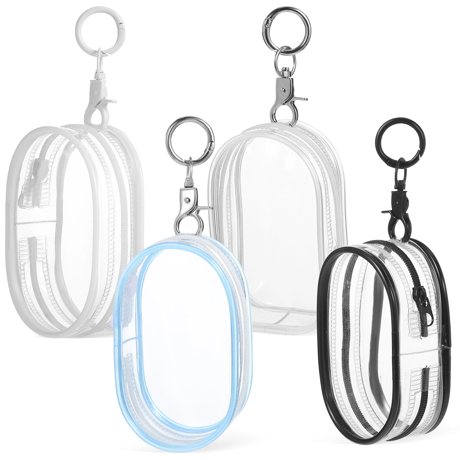 

4 pcs Clear Figure Bags Display Storage Toy Anime Case Hanging Capsule Pack Black White Blue Transparent Small Figurine Box
