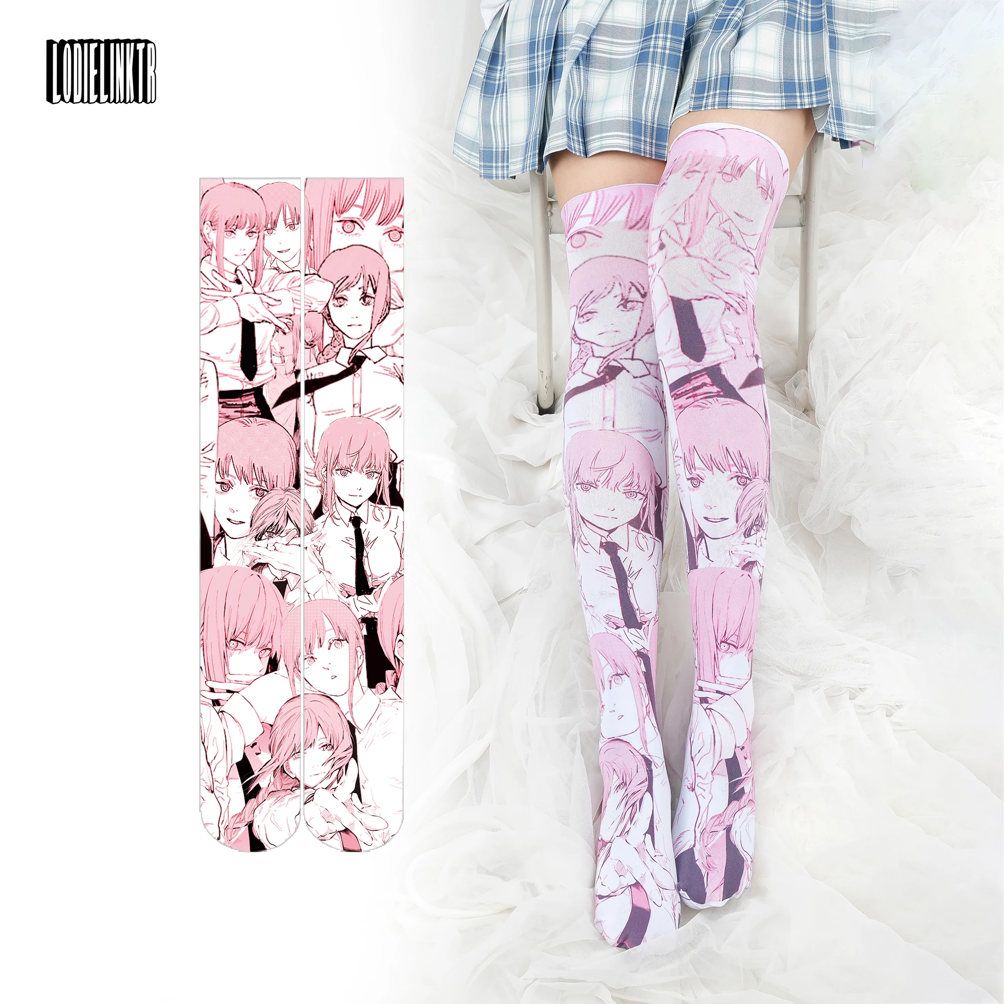 

Miss Marchima Printed Over-The-Knee Socks Women Anime Thigh Two-dimensional Qualcomm Stockings Girl's Plain Stockings