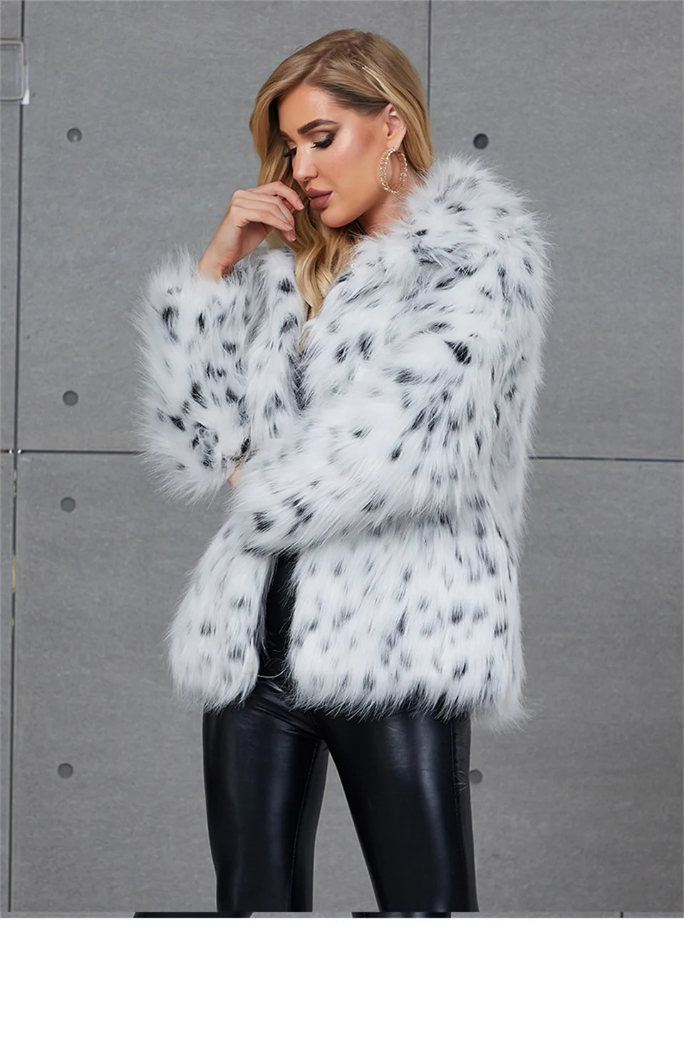 Women\'s Winter Jacket Leopard Print Jacket Turn Down Collar Warm Outwear Causal Female Loose Faux Fur Coats Jackets For Women