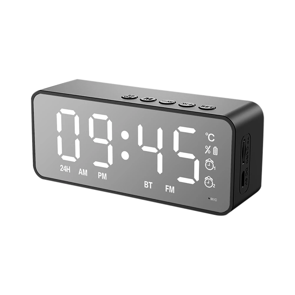 LED Mirror Digital Alarm Clock Wireless Bluetooth-compait Speaker MP3 FM Radio Clock Electronic Desktop Clocks USB Wake Up Clock