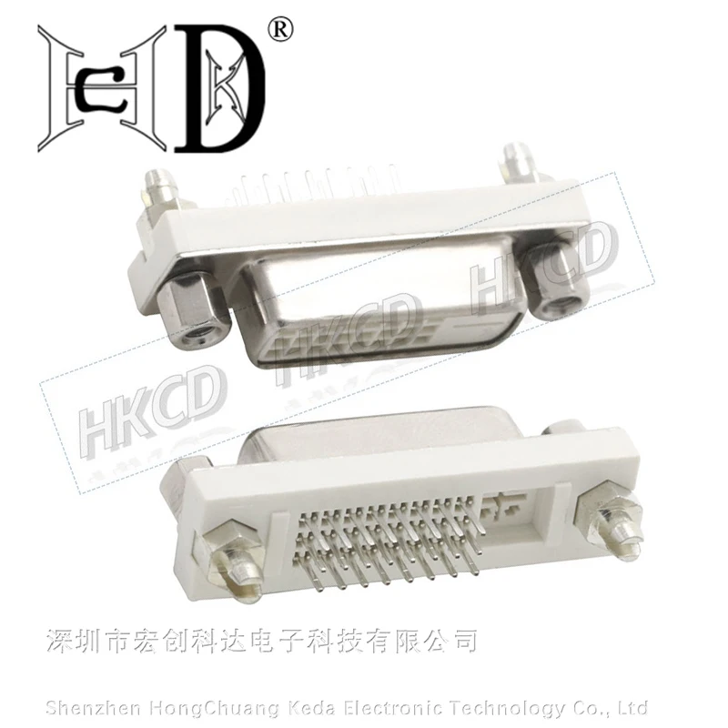 2PCS Computer monitor DVI-D interface DVI video socket DV24+1-pin female head 180 degree plug-in board DIY female socket