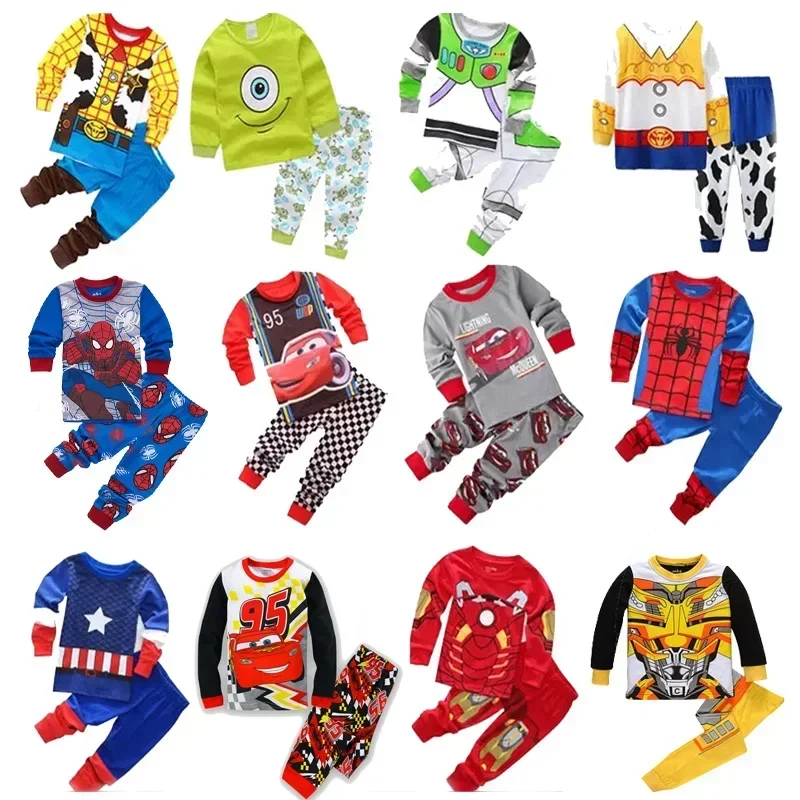 Children Spiderman Sets Cars Boys Elsa Anna Cartoon Print Nightwear Girls Family Pajamas Kids Clothes Sleepwear Baby Pyjamas