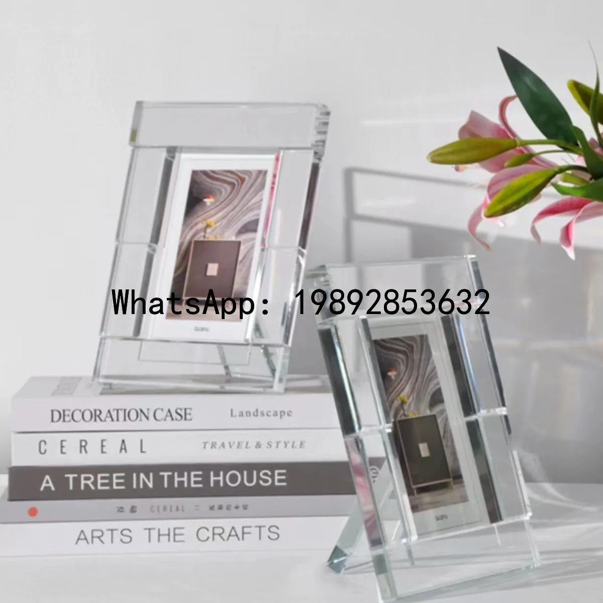 

Transparent Crystal Photo Frame Glass Cube Picture Frame Photo Storage Rack Desktop Decorative Ornaments Home Decoration