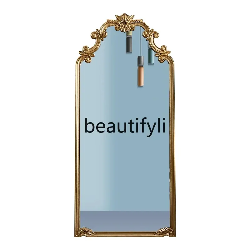XX80 Retro full-body wall-mounted full-length mirror carved floor-to-ceiling mirror wall-mounted fitting entrance decorative mir