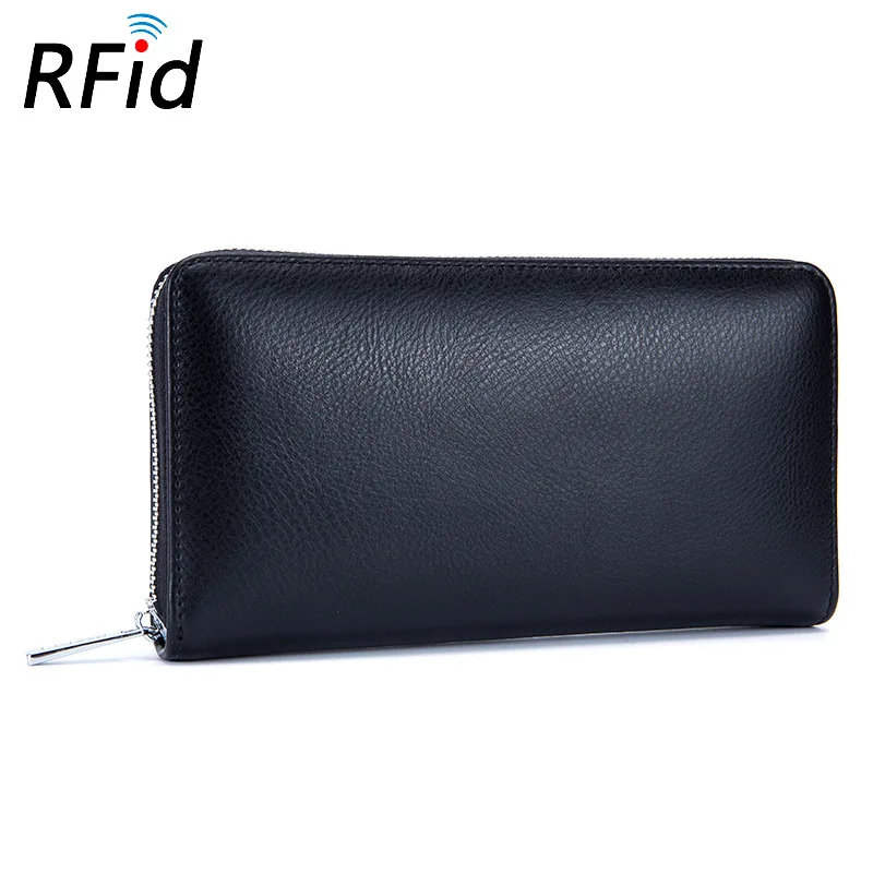 Western Leather Simplicity Women Wallet Holder Rfid Many Card Slots Large Capacity Multifunctional Purse for Ladies