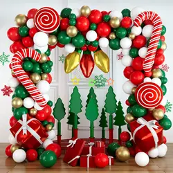 DIY Christmas Balloon Accessories Set Red White Balloon Arch Set for Christmas Eve Xmas Party Scene Decoration Latex Balloon Kit