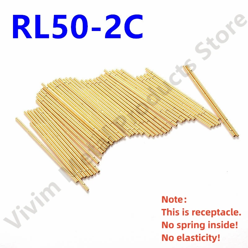 20/100PCS RL50-2C Test Pin PL50-B Receptacle Brass Tube Needle Sleeve Seat Crimp Connect Probe Sleeve 27.2mm Outer Dia 0.86mm