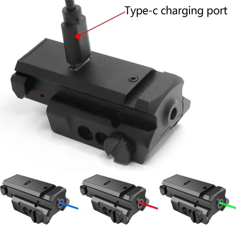 Blue Laser Sight fit for Picatinny Weaver Rail for Pistol Glock USB Type-C Charging Red Green Laser Sight