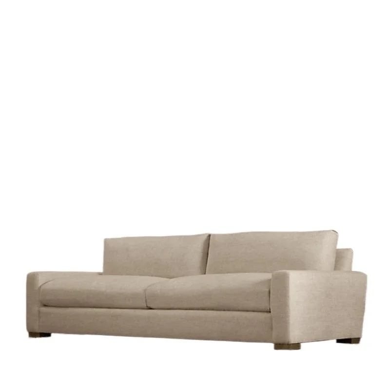 

Original single French country solid wood furniture linen fabric down double sofa American simple modern design