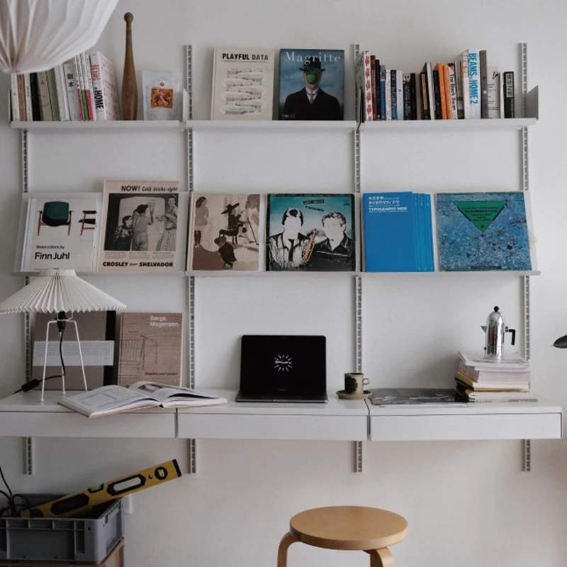Wall bookshelf baffle shelf track invisible bookshelf wall mounted movable storage shelf suspension bookshelf