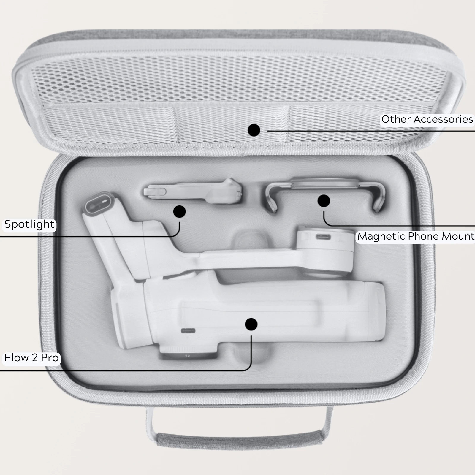 Оригинальные аксессуары Insta360 Flow 2 Pro, магнитное крепление для телефона, прожектор, крепление для задней панели, чехол для переноски, зажим для телефона, зарядный кабель