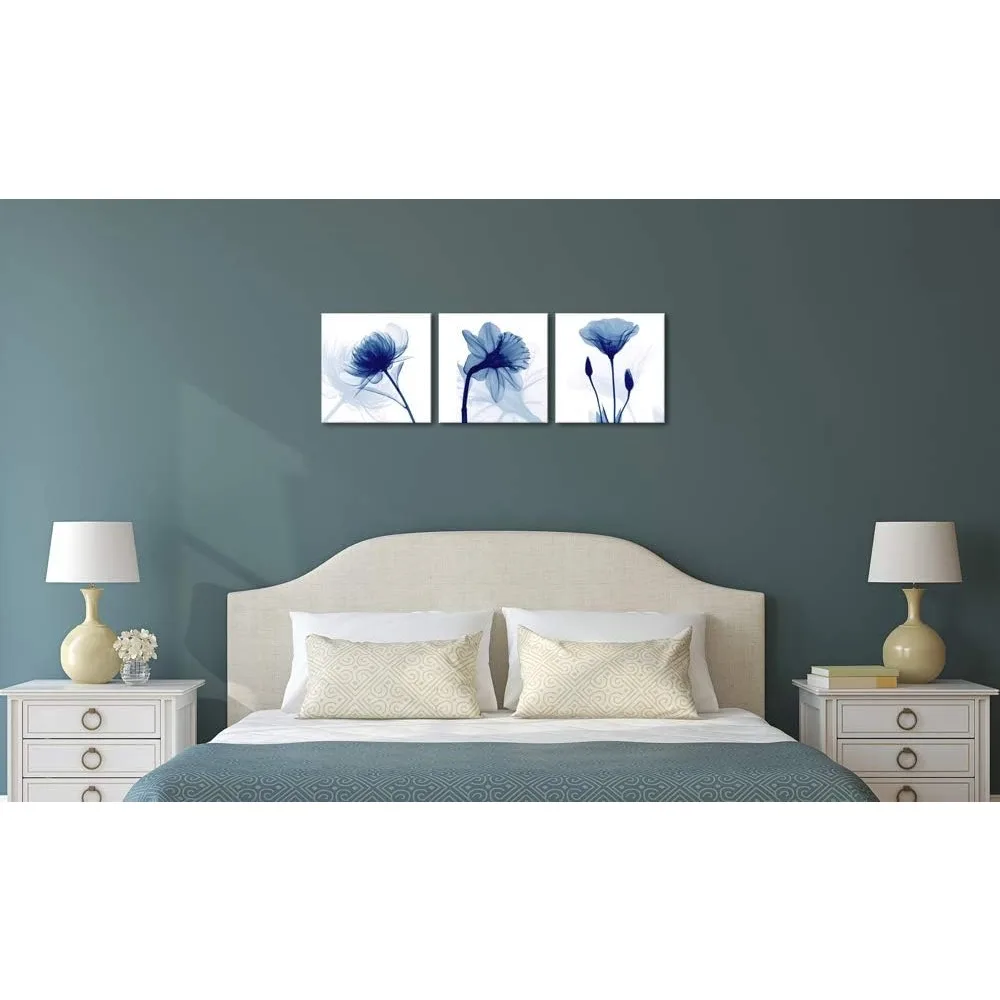 ويكو الفن الأزرق مجردة الزهور 3 لوحات جيكلي قماش يطبع جدار الفن الحديث صور عمل فني لغرفة المعيشة غرفة نوم والمنزل