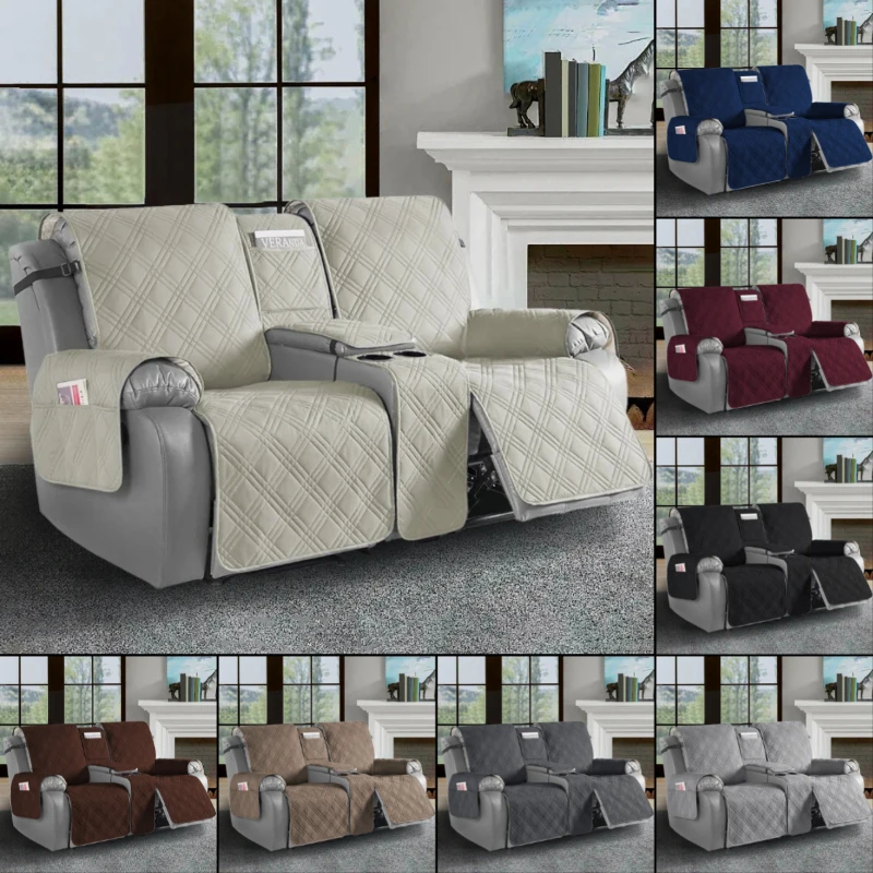 4pcs/set Waterproof Diamond Grid Pattern Recliner Loveseat Center Console Sofa Cushion Cover Non Slip Removable Couch Slipcover