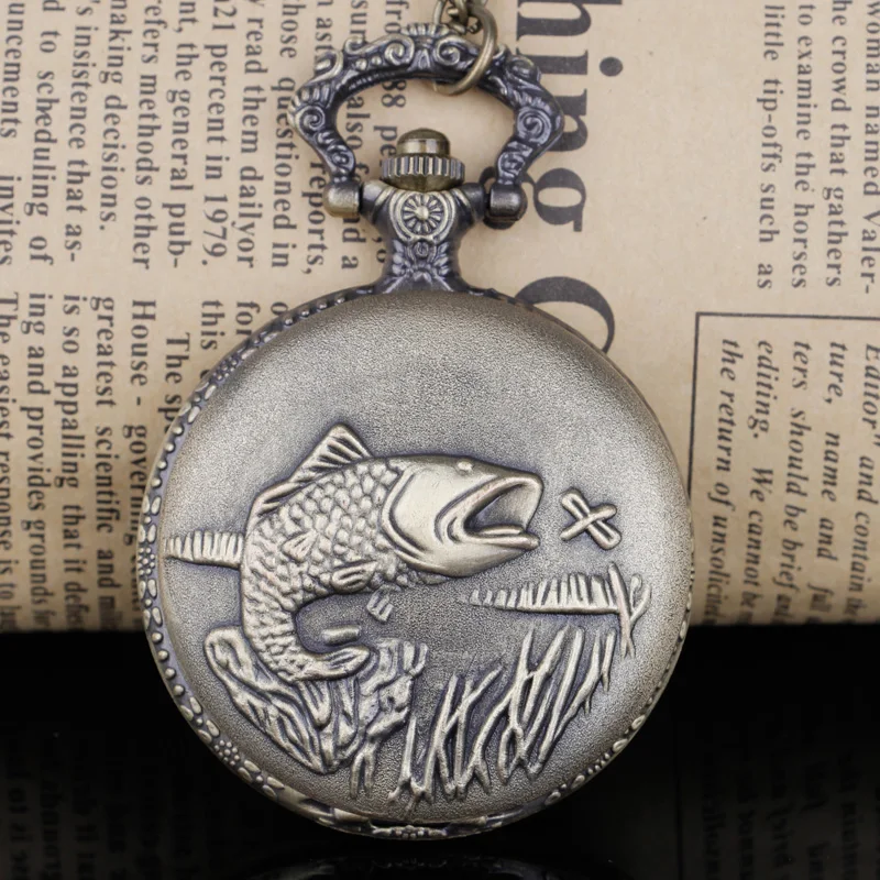 ساعات جيب كوارتز لصيد الأسماك Steampunk مع سلسلة ساعة فوب للرجال والنساء ساعة هدايا Reloj De Bolsillo