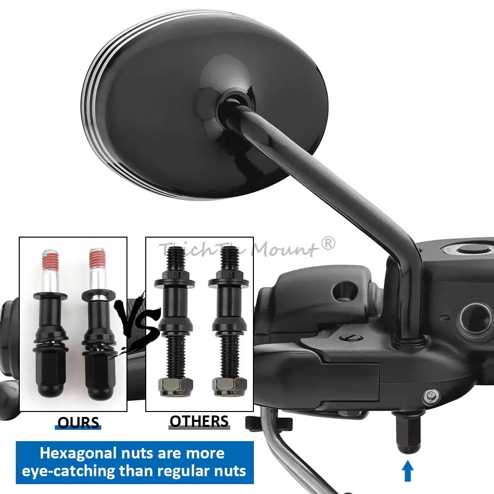 Motorcycle rearview mirror installation black aluminum steel bolts and screws aluminum steel fit for Harley Davidson