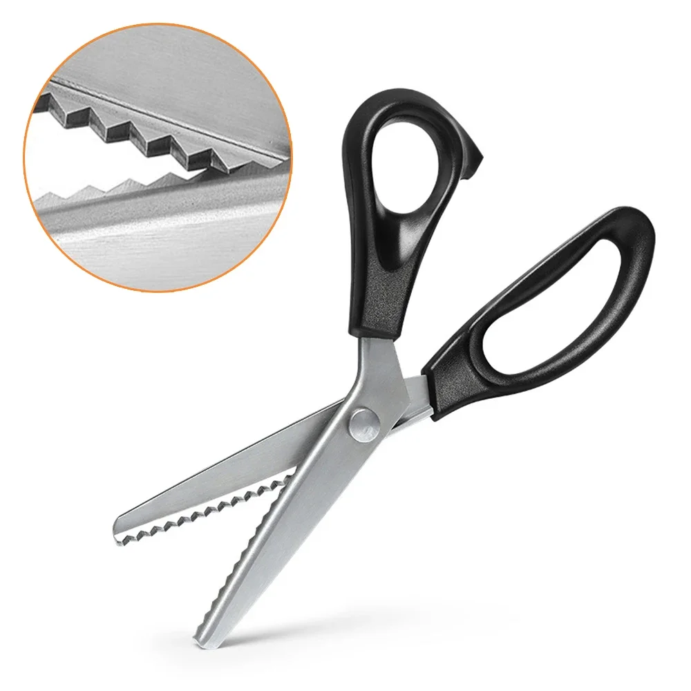 Stainless Steel Pinking Shears Lace Scissors Professional Dressmaking Zig Zag Cut Tailor Clothing Fabric Leather Sewing Scissors