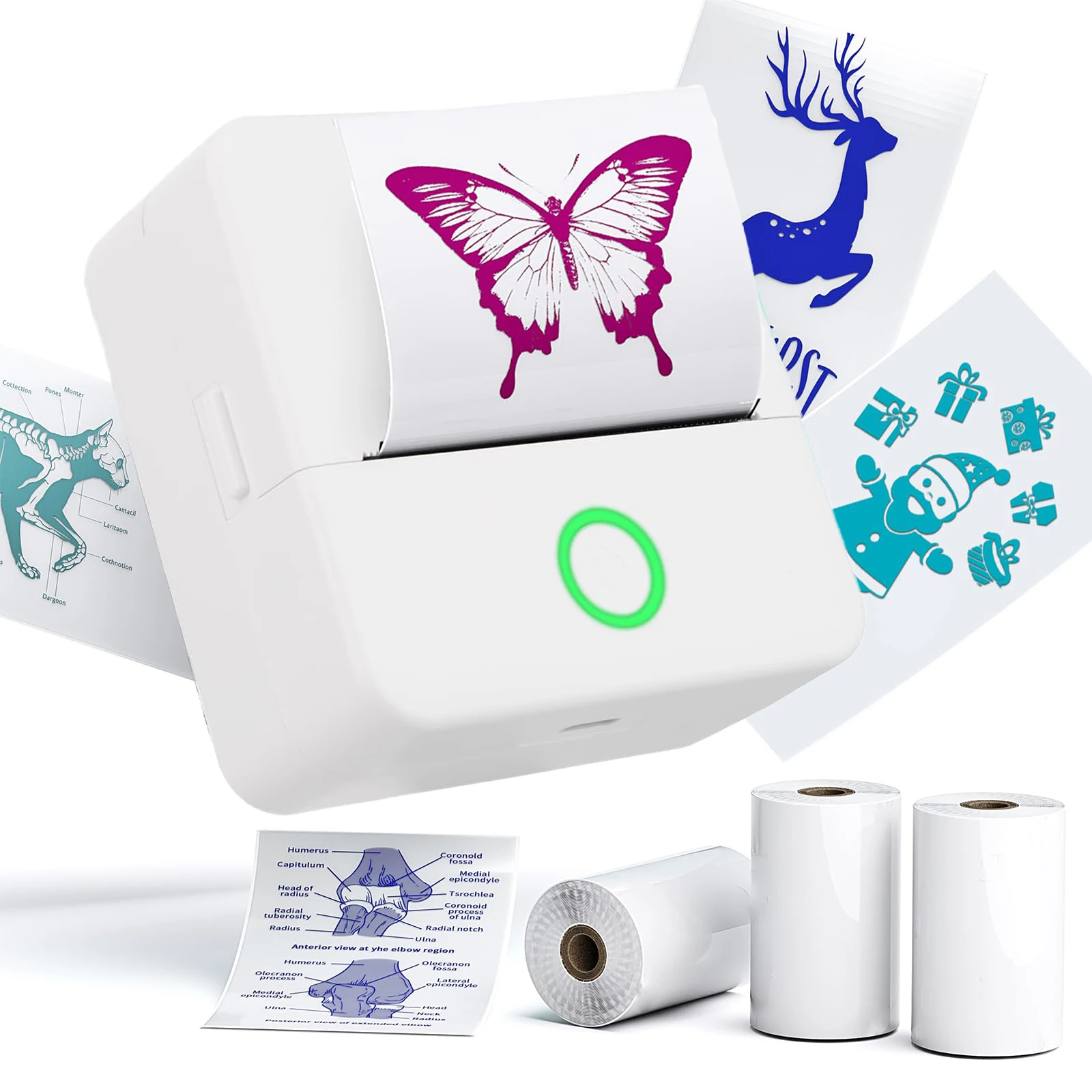 mini HD printer portable sticker label Printer Bluetooth pocket thermal printer with paper for student note inkless printing