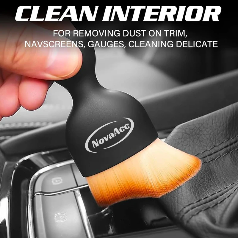 NovaAcc Car Interior Detailing Brush Soft Bristle Cleaning Brush Car Detailing Brush Dusting Brush Dash Interior Cleaning Tool