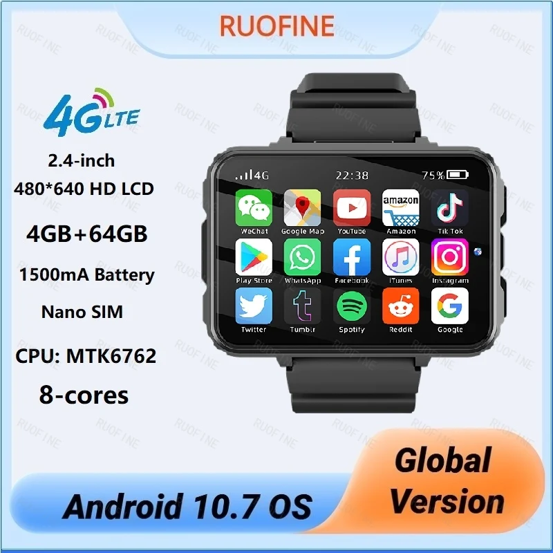

VP999 Android Смарт-часы для мужчин 4G LTE Sim-карта Телефон Большой экран GPS Спортивная электроника Смарт-мужской наручный глобальная версия 2025