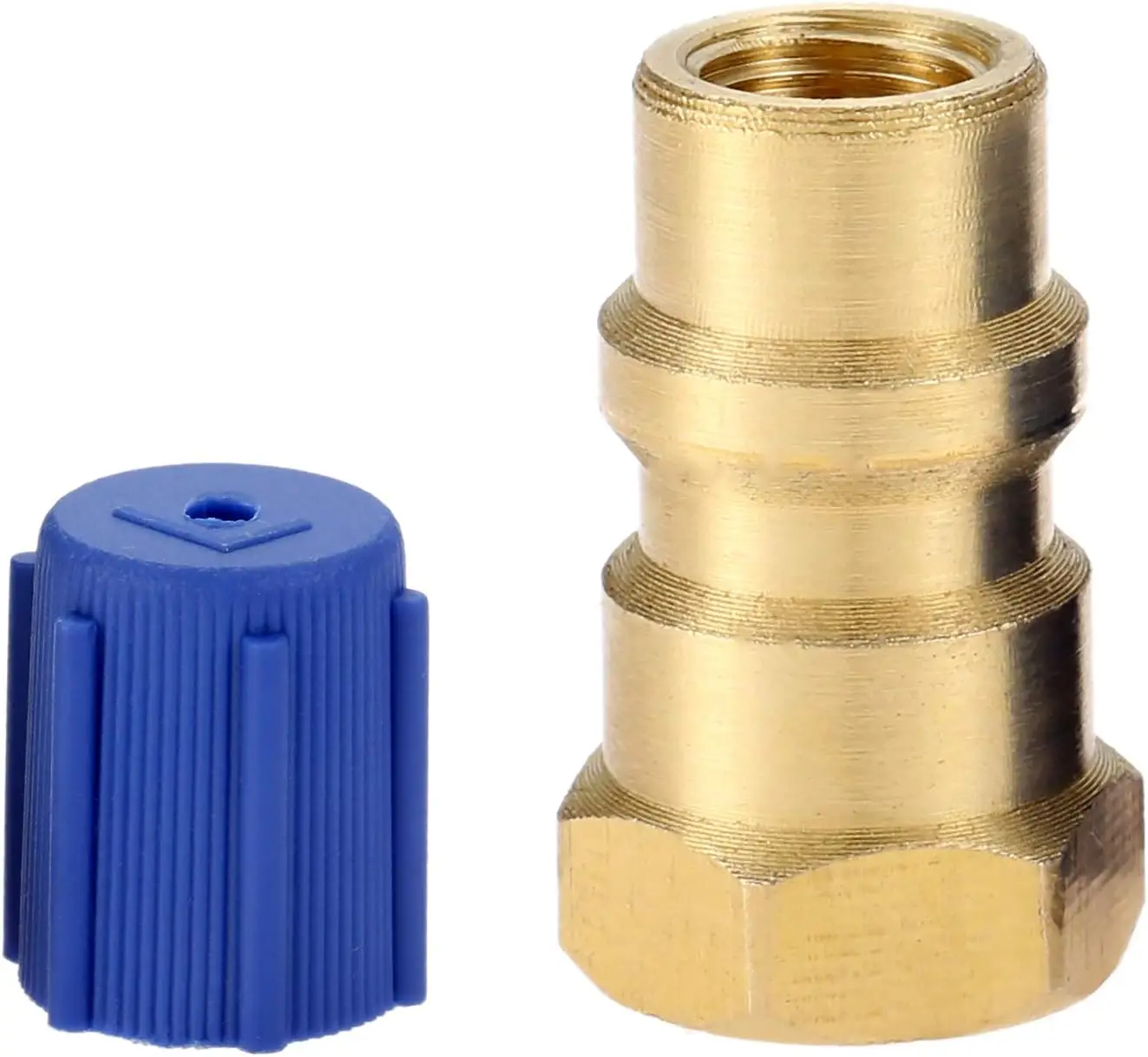 

Переходник R12 R22 на R134A для быстрой конвертации, резьба 1/4" на 8v1 с быстросъемным соединителем R134A, съемным клапаном и пылезащитным колпачком