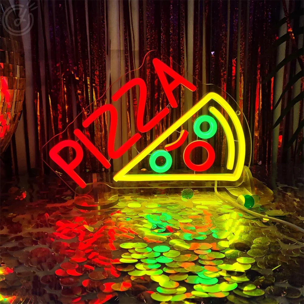 Pizza Neon Sign LED Light Pizza Shop Fast Food Restaurant Neon Indoor LED Lamp For Store Business Sign Wall Decoration Neon