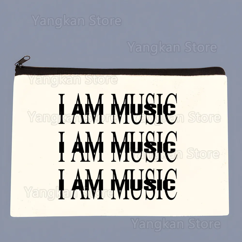 

I Am Music Blank Handbag Makeup Bag Fashion Cosmetics Storage Canvas Bag Environmentally Friendly Women's Shopping Wallet
