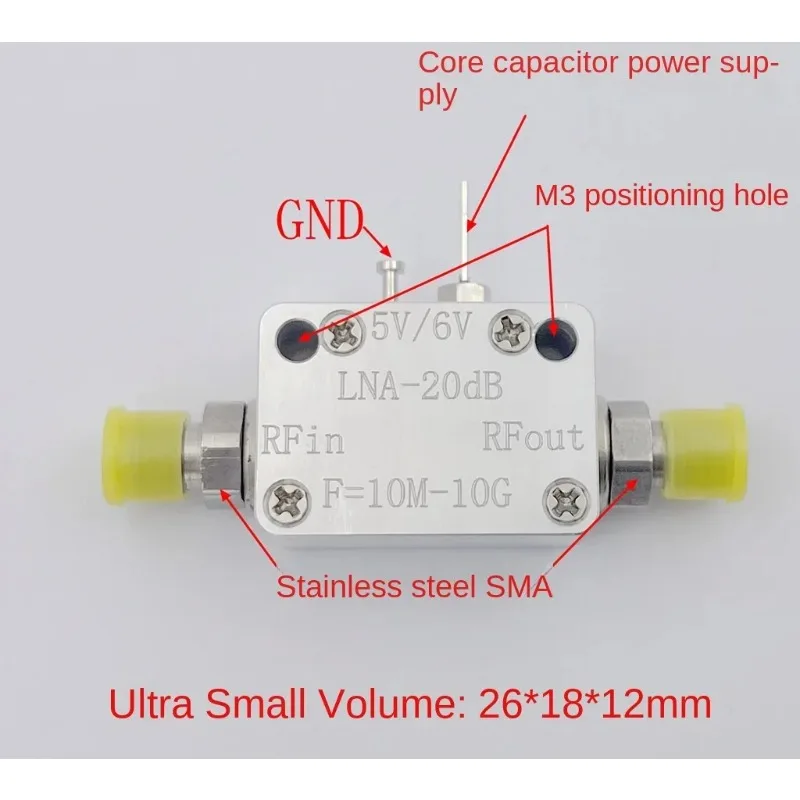 1PCS  WYDZ-LNA-10M-10G-20dB Ultra-wide Band RF Low Noise Amplifier 10MHz - 10GHz with SMA Female Connector