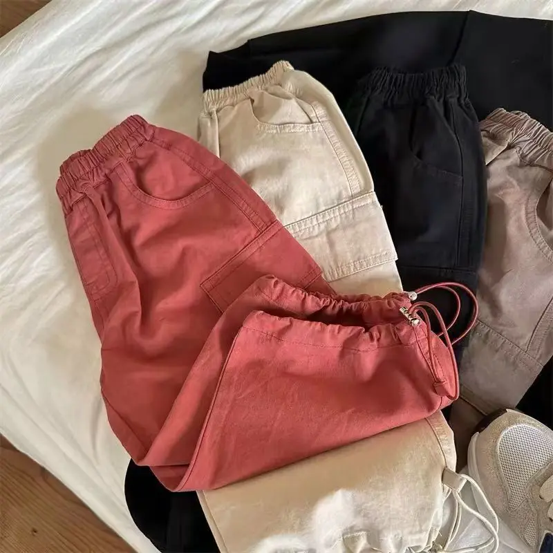 

Children's New Long Pants 2025 Spring New Style Boys and Girls Solid Color Jogger Pant Baby Wide Leg Cotton Pants Trend